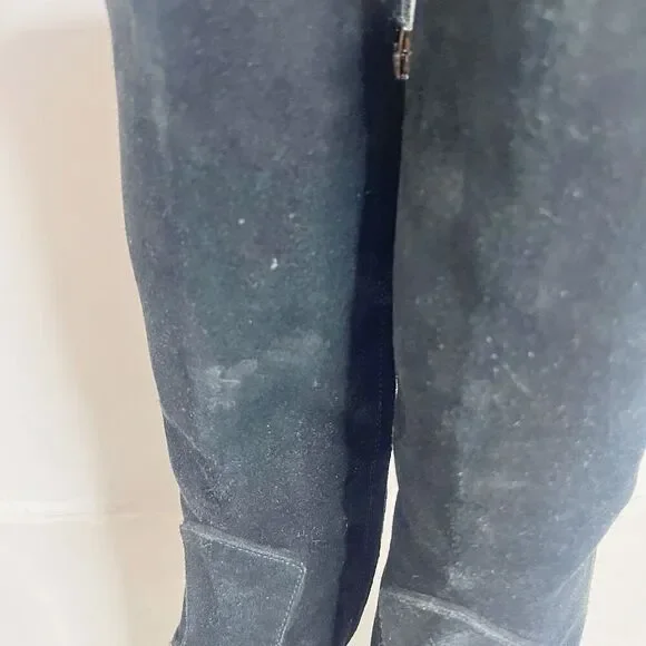 Veronica Beard Olivia Boots Black Suede Nuback Mid Calf Heeled Boots Size 6 - Picture 7 of 9